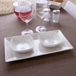 Assiette rectangulaire porcelaine blanche - L 34 cm - Kimi
