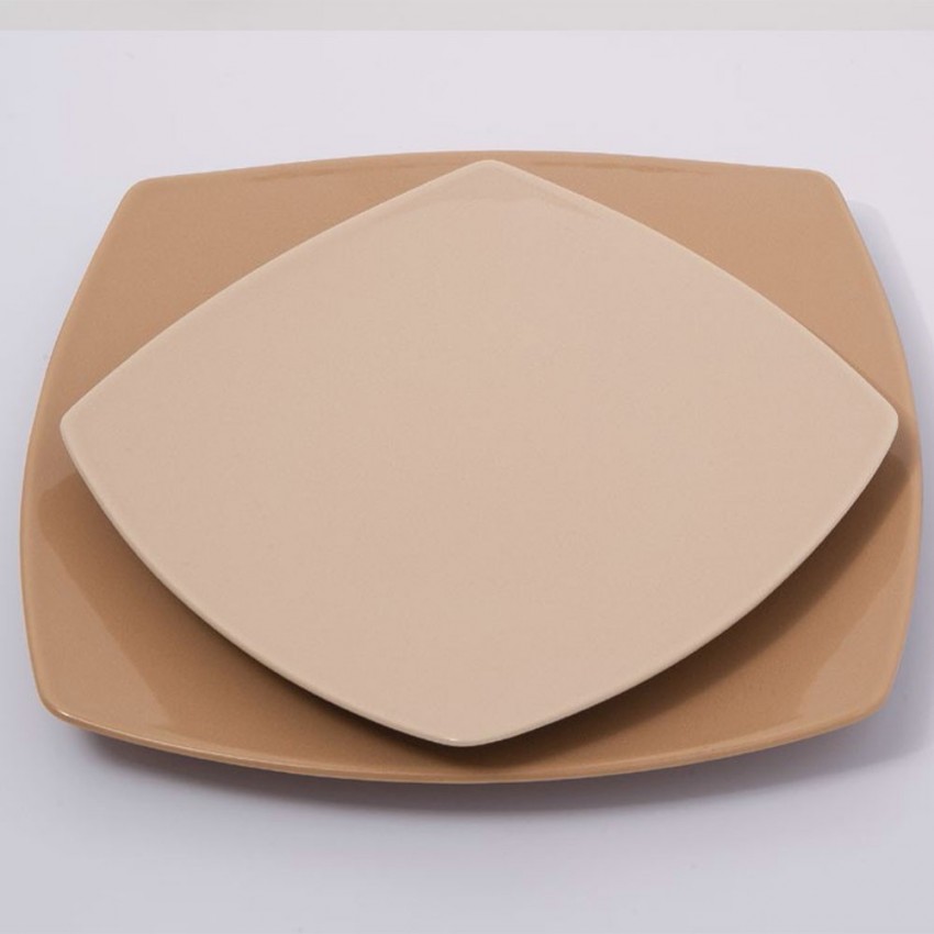 Assiette plate carrée couleur Marron - L 26 cm - Tokio