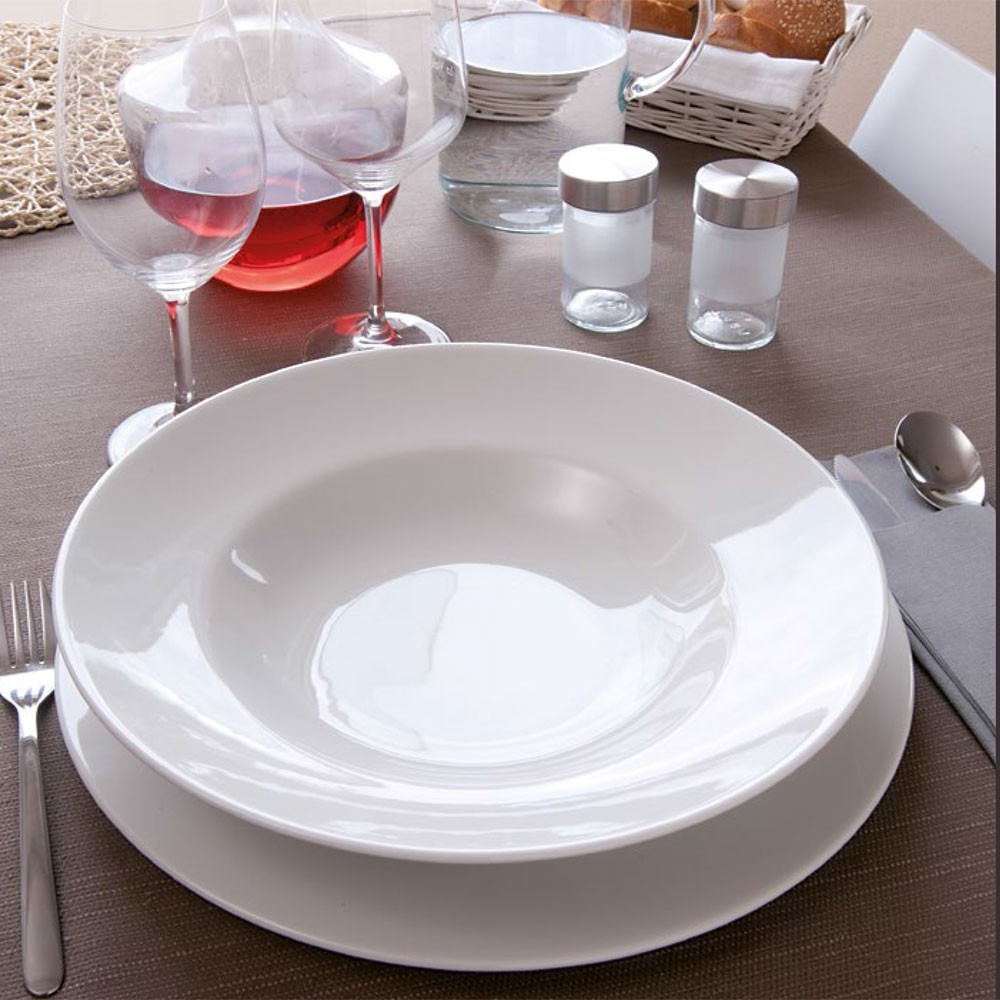 U-QE 25 assiettes en plastique argenté avec argenterie et tasses, vaisselle  jetable blanche et argentée comprend : 25 assiettes plates de 26 cm, 25