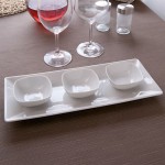Assiette rectangulaire porcelaine blanche - L 34 cm - Kimi