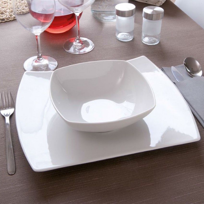 Assiette rectangulaire porcelaine blanche - L 31 cm - Tokio