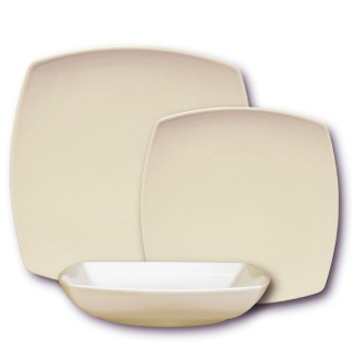 Assiette plate carrée couleur Crème - L 26 cm - Tokio