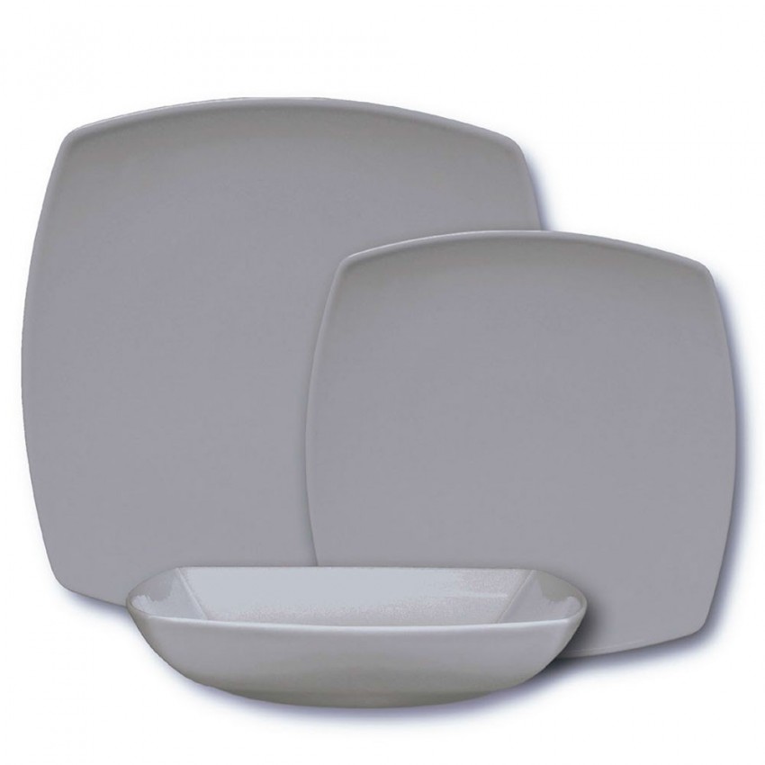 Assiette creuse porcelaine italienne Gris- L 21 cm - Tokio