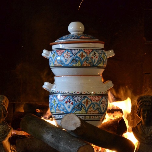 Couscoussier de cuisson - Petit Modèle - Marocain Turquoise
