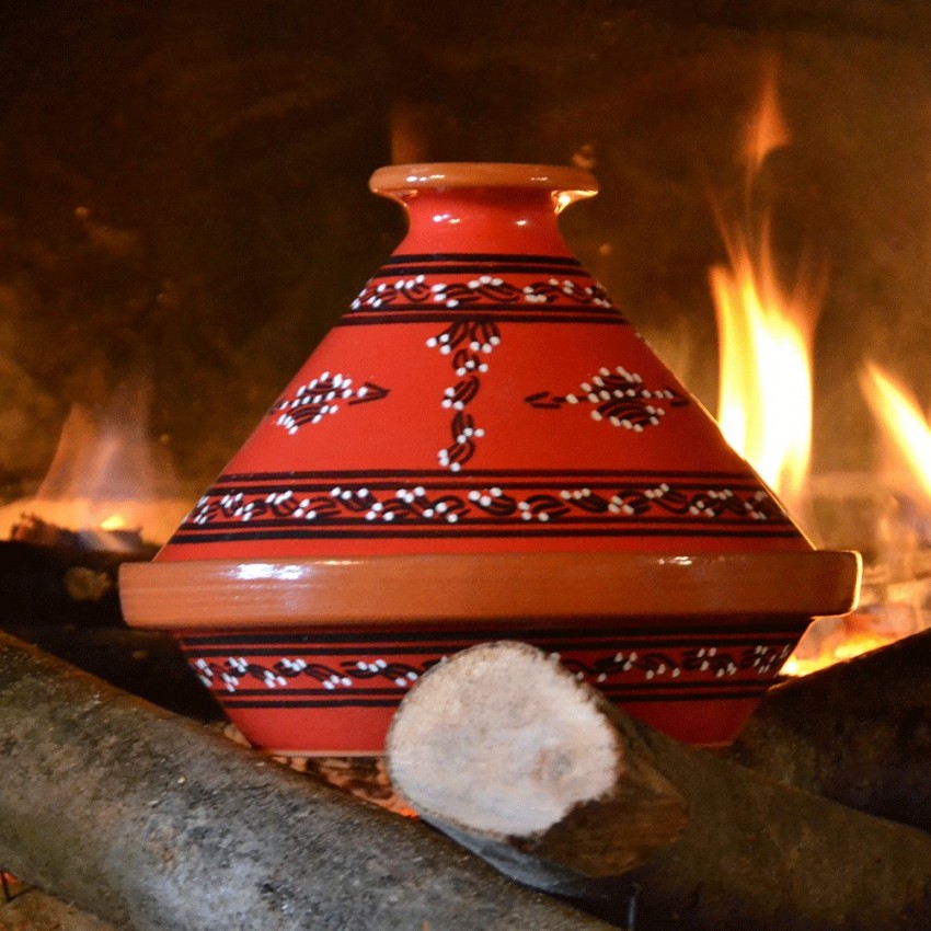Tajine Tatoué rouge - D 23 cm traditionnel