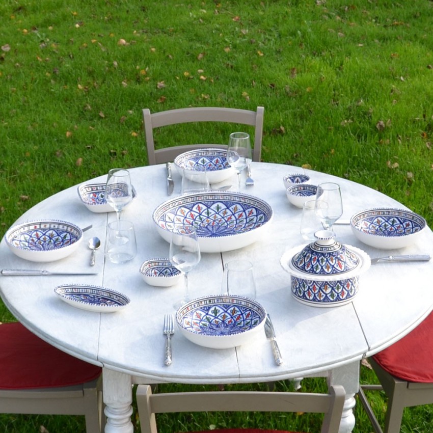 Service à couscous assiettes jattes Bakir Bleu - 6 pers