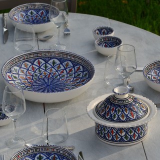 Service à couscous assiettes jattes Bakir Bleu - 6 pers