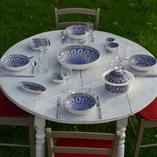 Service à couscous assiettes jattes Bakir Bleu - 8 pers