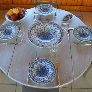 Plat traditionnel Tebsi Bakir turquoise - D 33 cm