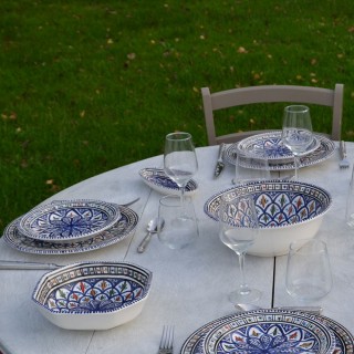 Plat octogonal Bakir bleu - L 25 cm