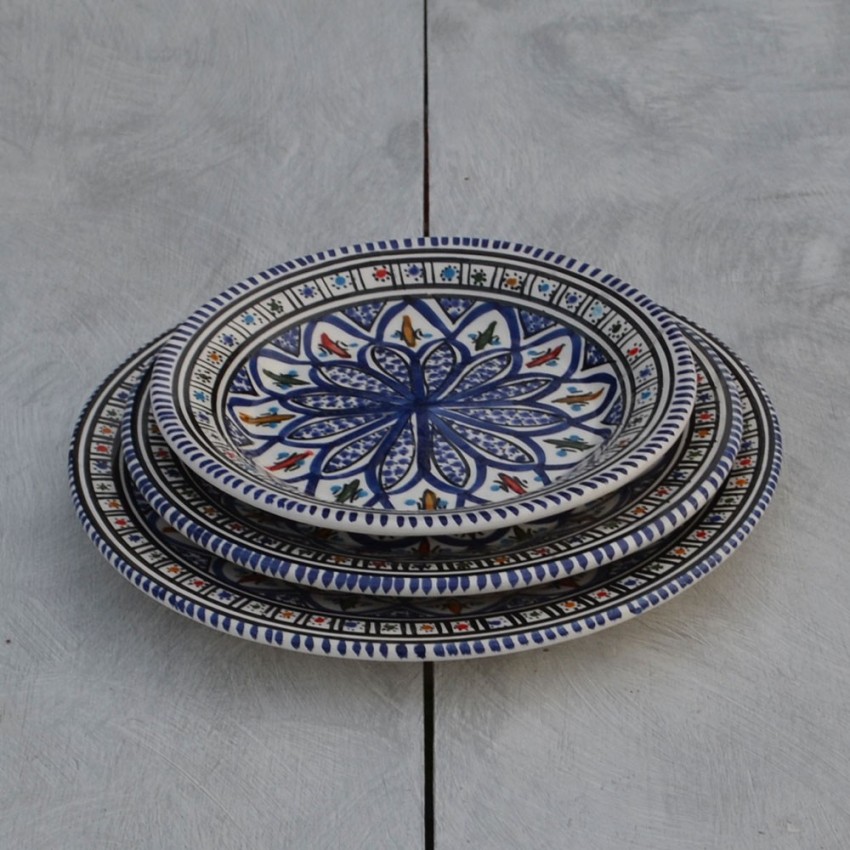 Lot de 6 assiettes à entrée ou dessert Bakir bleu - D 20 cm