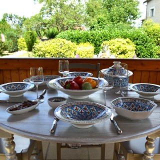 Plat traditionnel Tebsi Bakir turquoise - D 33 cm