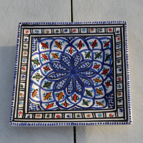 Assiette carrée Bakir bleu - L 19 cm