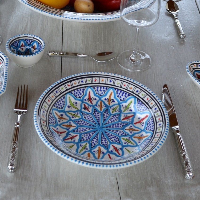 Service à couscous assiettes creuses Bakir turquoise - 6 pere