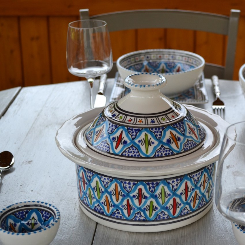Service à couscous assiettes Tebsis Bakir turquoise - 6 pers