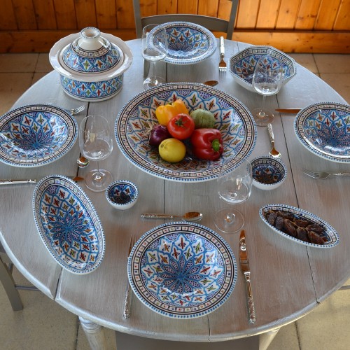 Service à couscous assiettes Tebsis Bakir turquoise - 6 pers