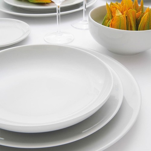 Lot de 6 assiettes creuses porcelaine blanche - D 22 cm - Siviglia