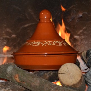 Tajine de cuisson décoré en pâte à feu - D 25 cm