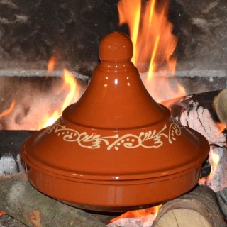 Tajine de cuisson décoré en pâte à feu - D 25 cm