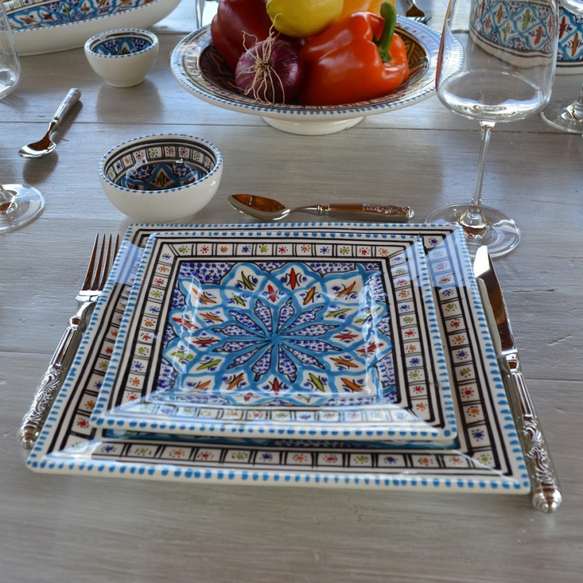 Assiette carrée Bakir turquoise - L 24 cm