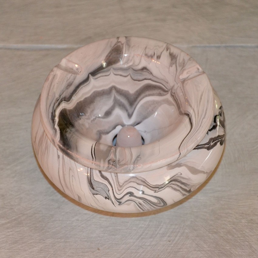 Cendrier anti fumée Marbré noir et marron et blanc - Moyen modèle