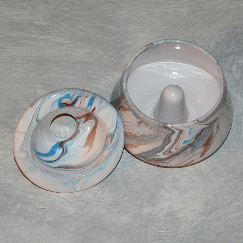 Cendrier Tunisien Karim marbré marron, bleu et blanc