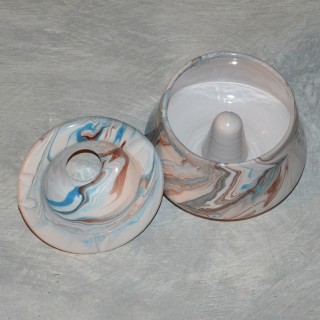 Cendrier Tunisien Karim marbré marron, bleu et blanc