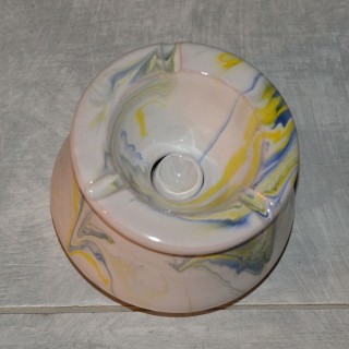 Cendrier Tunisien Karim marbré bleu, jaune et blanc