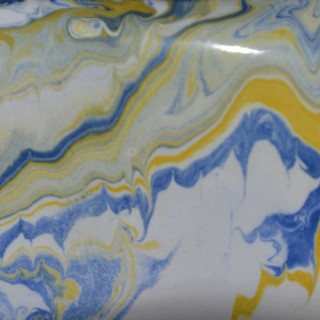 Cendrier anti fumée Cube marbré jaune et bleu et blanc