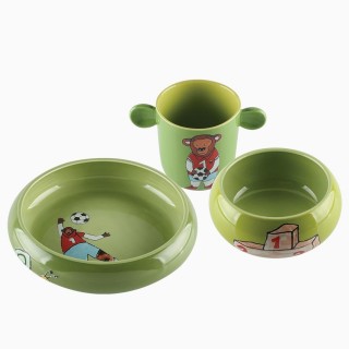Coffret repas pour enfant en porcelaine Ben - 3pcs