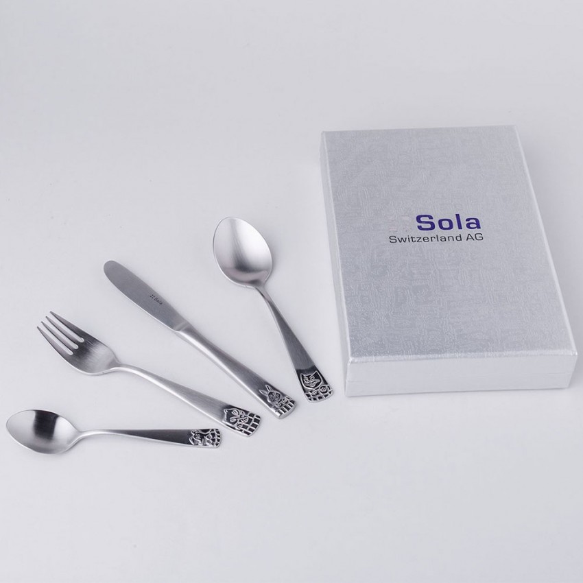 Couverts pour enfants en inox Lusol x 4 - Coffret