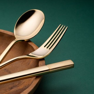 Ménagère 6 personnes en inox 24 pièces Luxus Or