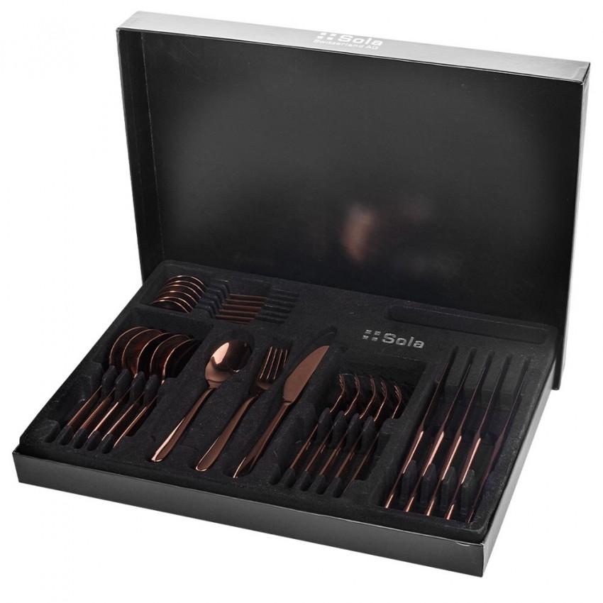 Ménagère 6 personnes en inox 24 pièces Montréal Cuivré