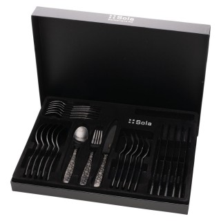 Ménagère 6 personnes en inox 24 pièces Gaya Black Hexagon