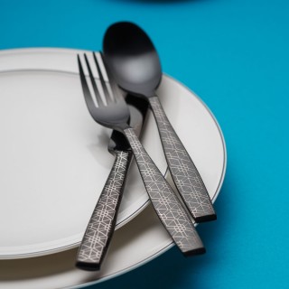 Ménagère 6 personnes en inox 24 pièces Gaya Black Hexagon