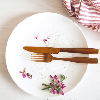 Ménagère 6 personnes en inox 24 pièces Gaya Cuivré