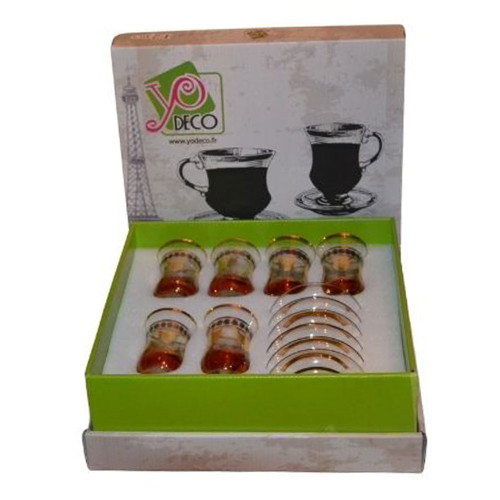 Verres à café ou à thé avec ces soucoupes Younès 10 cl x 6 - Coffret