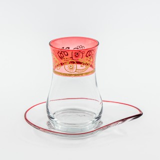 Verres à café ou à thé avec ces soucoupes Hassen Rouge 10 cl x 6 - Coffret