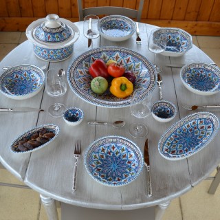 Service à couscous assiettes jattes Bakir turquoise - 6 pers
