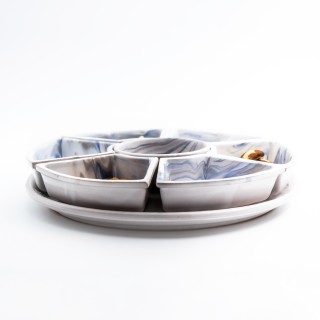 Service apéritif Marbré Bleu et gris