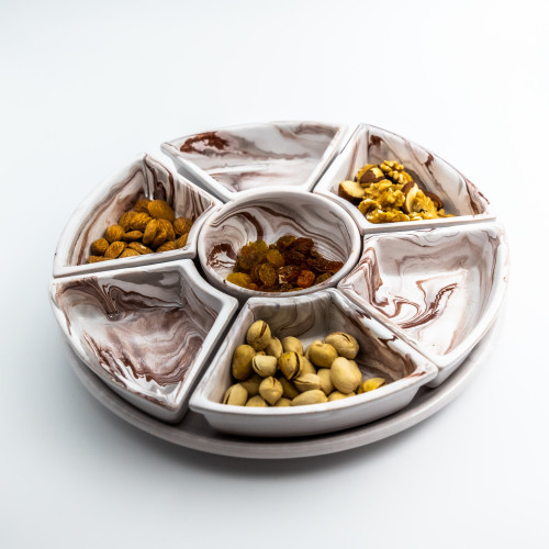 Service apéritif Marbré Marron et gris