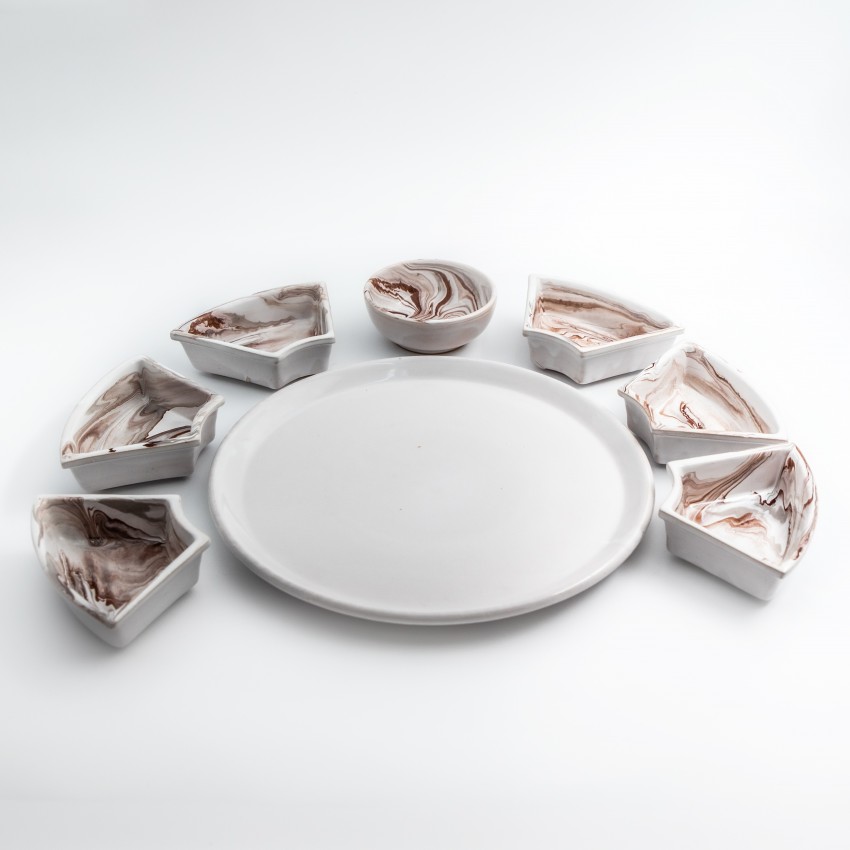 Service apéritif Marbré Marron et gris