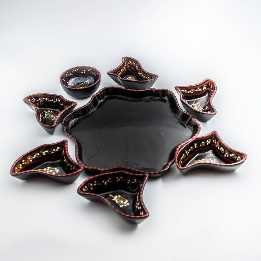 Service apéritif Fleur Tatoué Noir