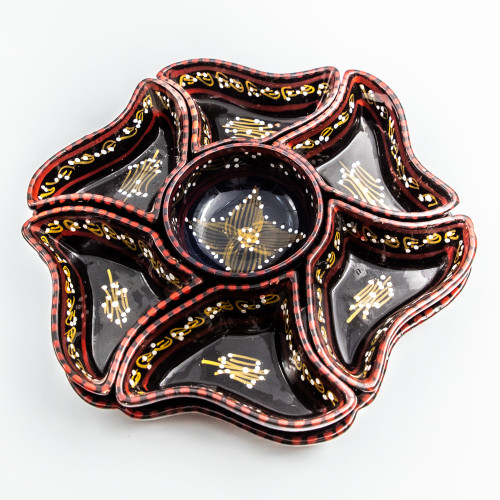 Service apéritif Fleur Tatoué Noir