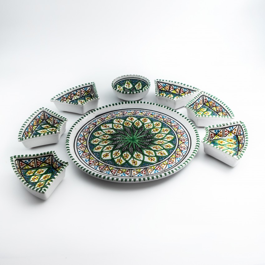 Service à apéritif Rond Bakir vert