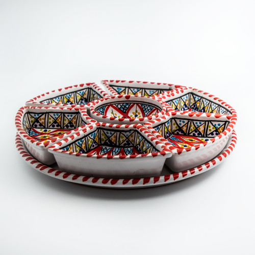 Service à apéritif Rond Bakir rouge