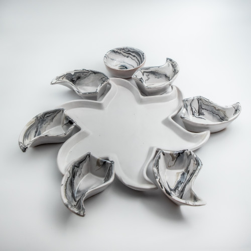 Service apéritif Etoile Marbré Noir