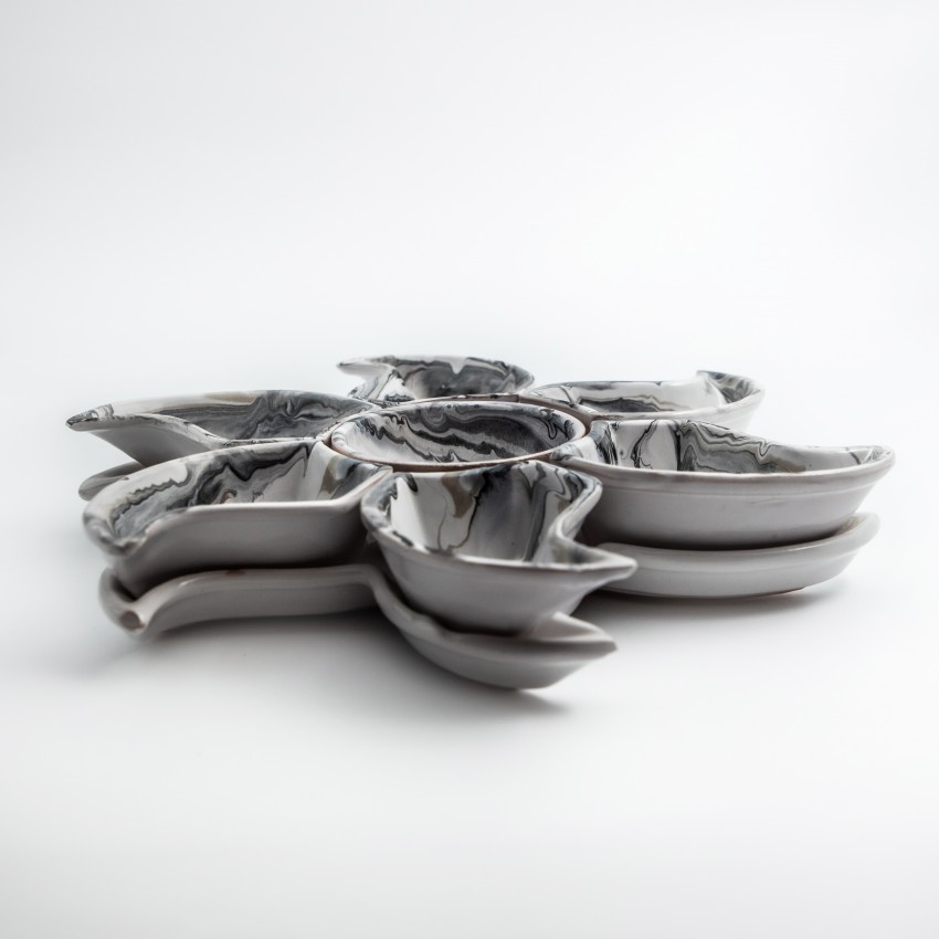 Service apéritif Etoile Marbré Noir