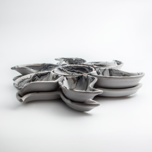 Service apéritif Etoile Marbré Noir