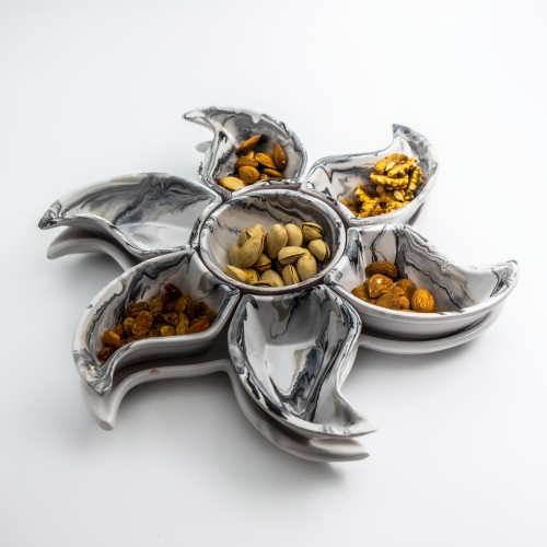 Service apéritif Etoile Marbré Noir